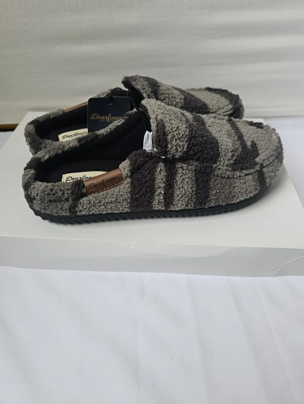 Dearfoams Men's Clog Slippers Gel Infused Memory Foam Camo Grey Size S 7-8 NWT
